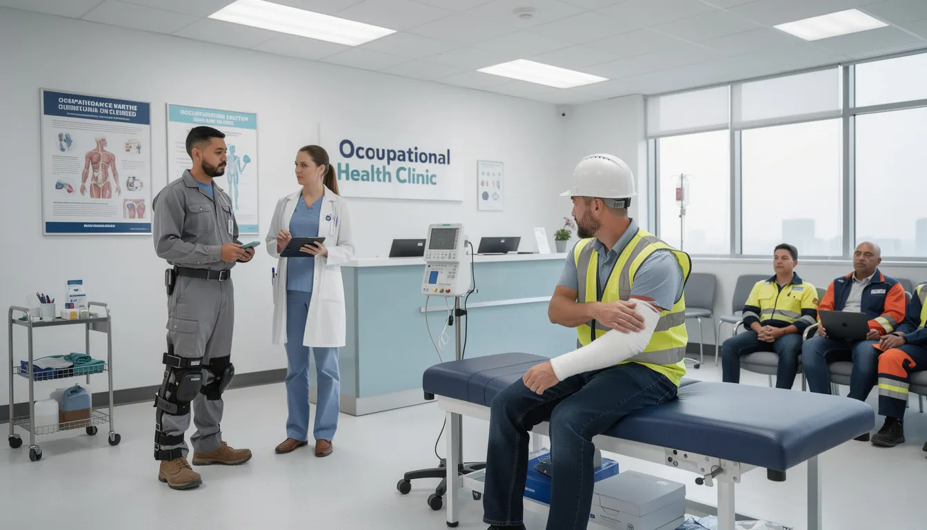 The image depicts a medical treatment facility where injured workers receive care for their workplace injuries. This facility is designed to provide essential medical attention and support for those navigating workers compensation claims and benefits.