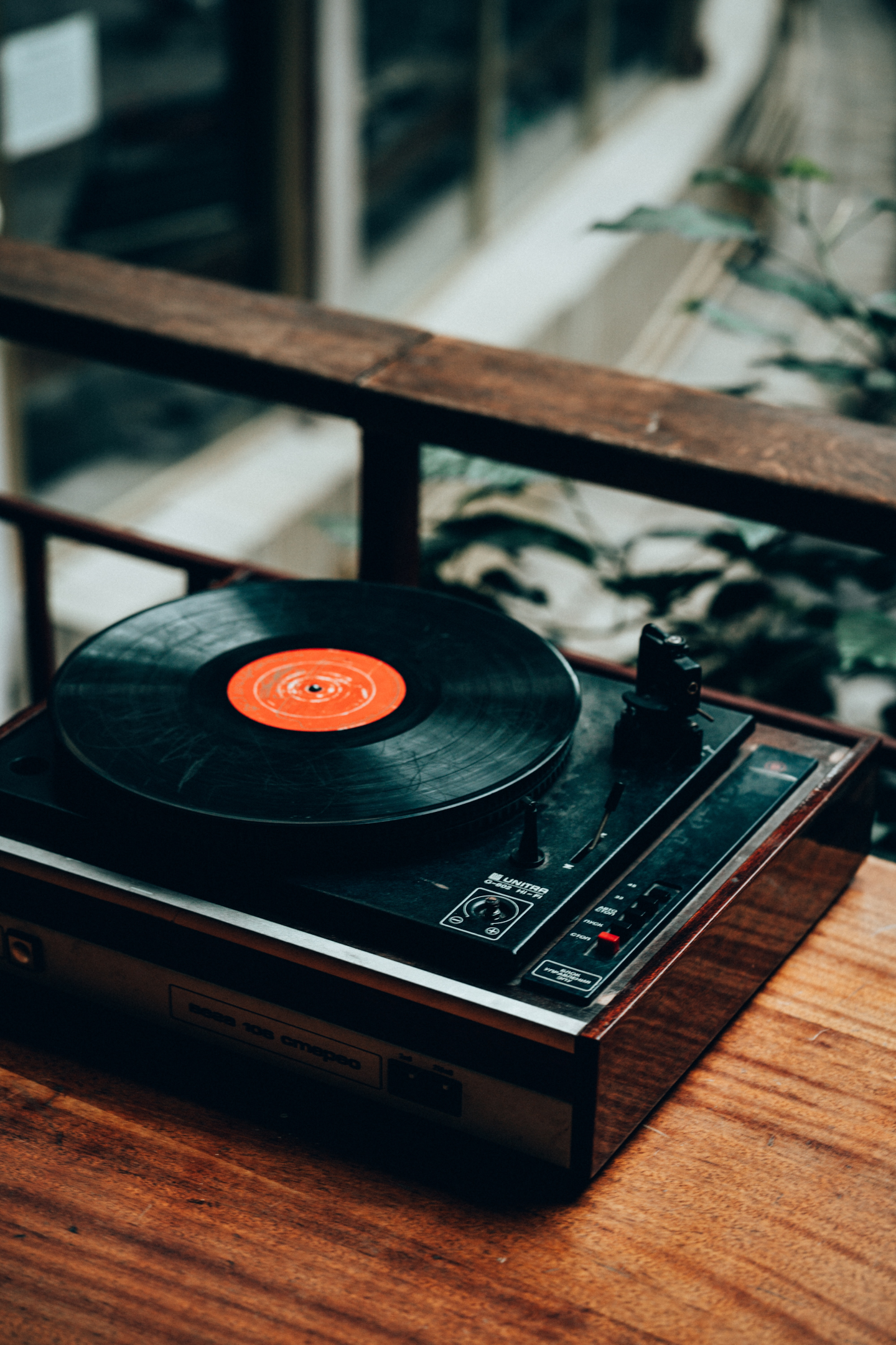 old turntable, repaired, amplified