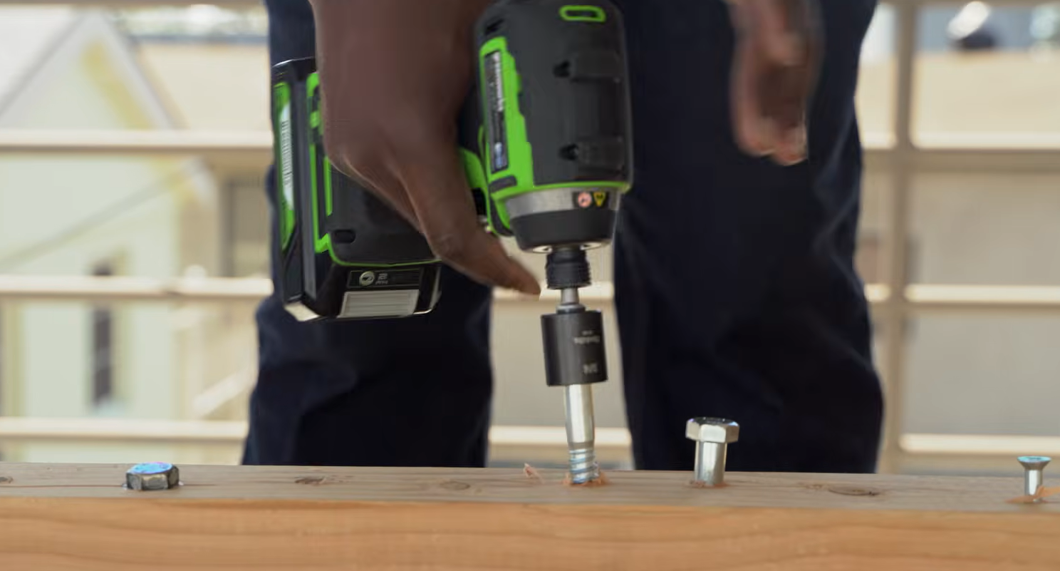lag bolt test of the Greenworks 24V brushless cordless impact driver