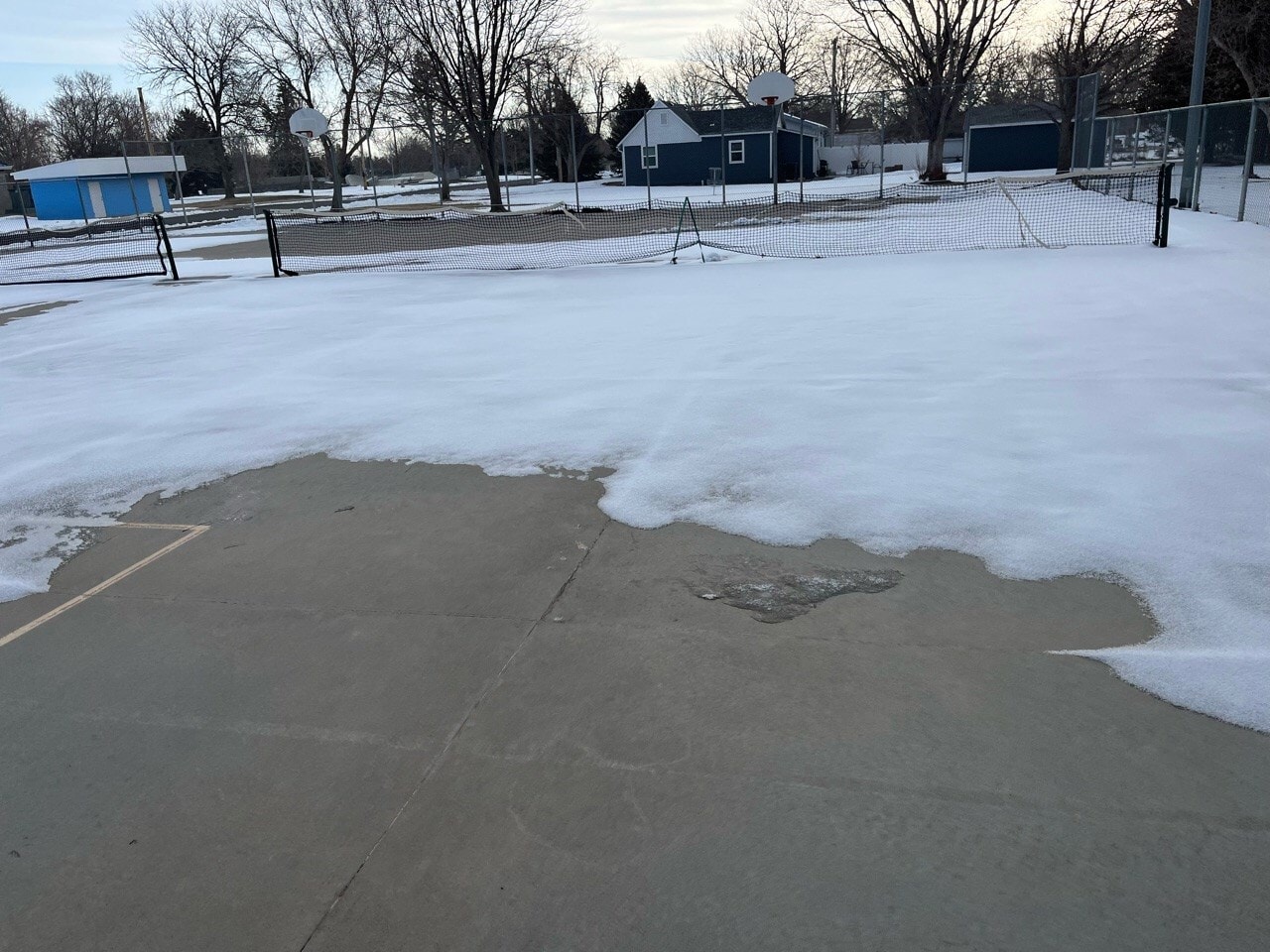Tennis Court covered in snow