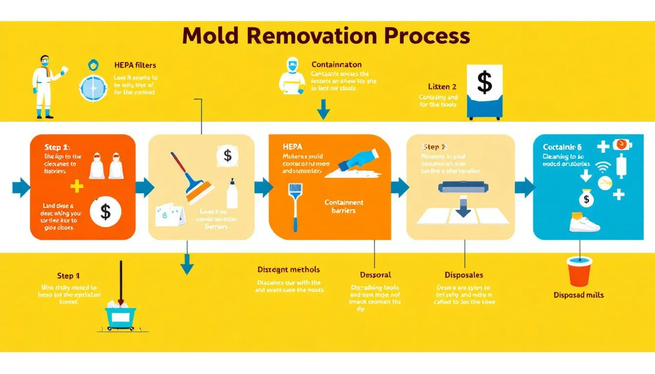 Cleaning and decontamination process in mold remediation.