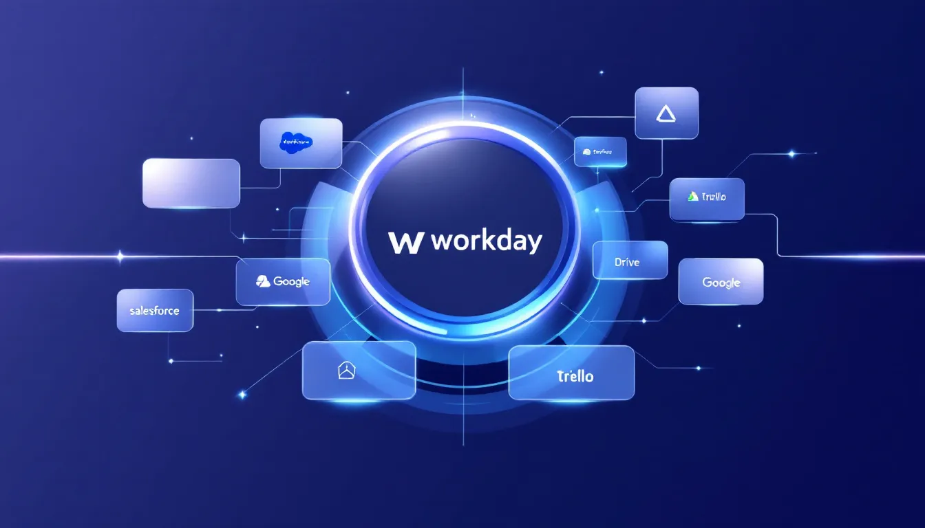 An illustration of Workday integrations with third-party applications.