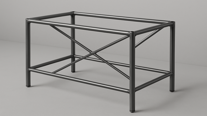 An image of a metal pipes bend by tube lasers to create complex designs for metal furniture frame