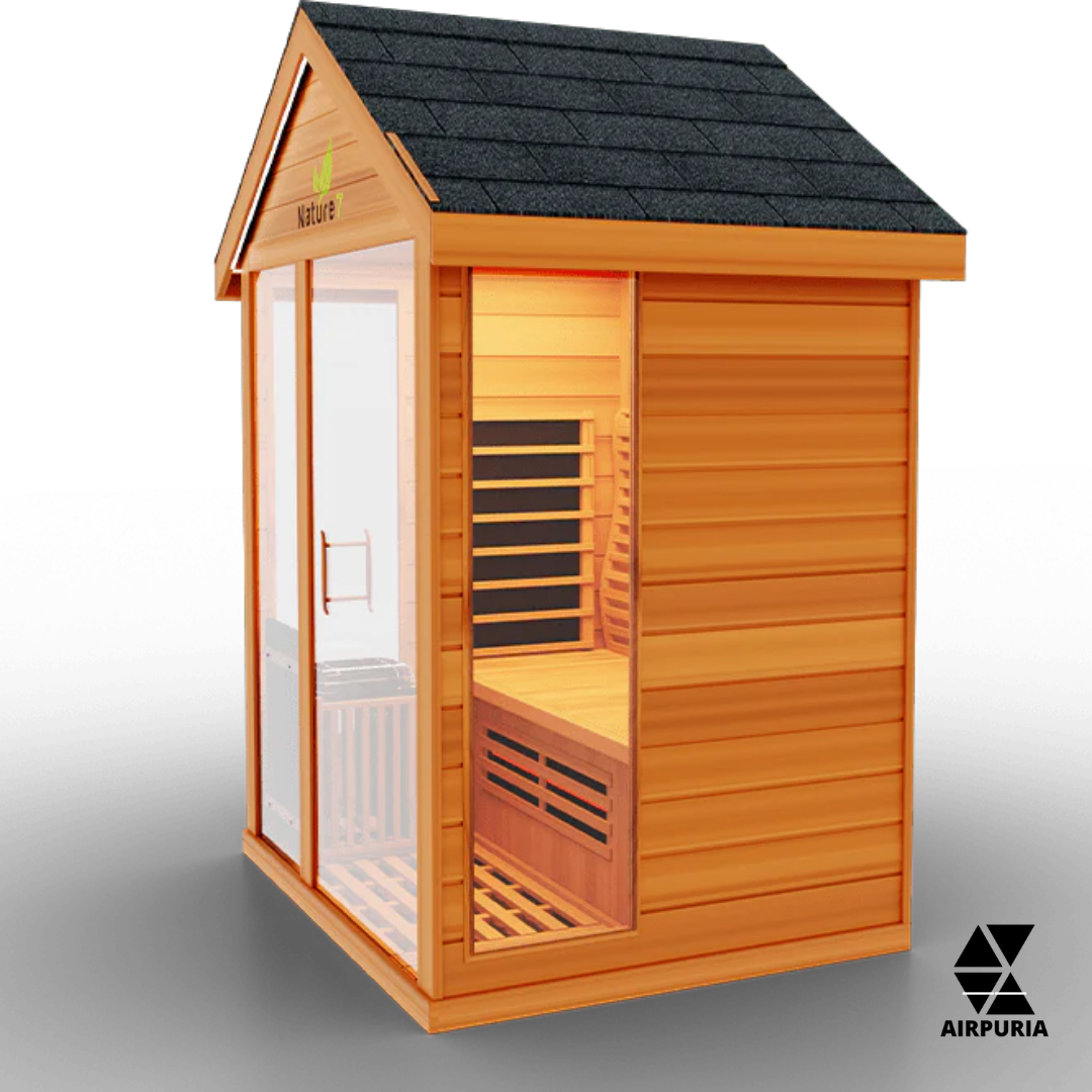 An image of the Nature 7 Outdoor Sauna from Airpuria with free shipping.