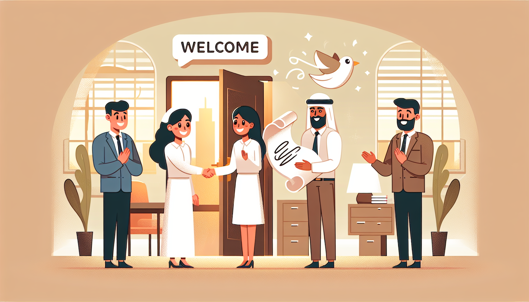 Illustration of a warm greeting in a welcome letter for employee handbook