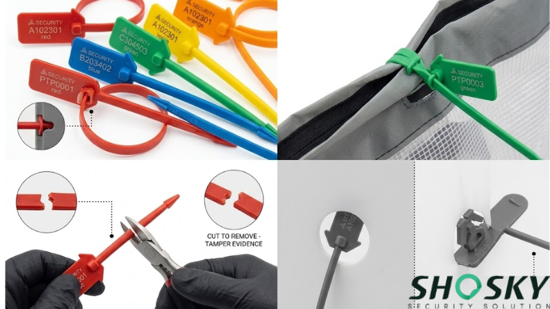 Pull tight plastic seals applied to zipper tote bags