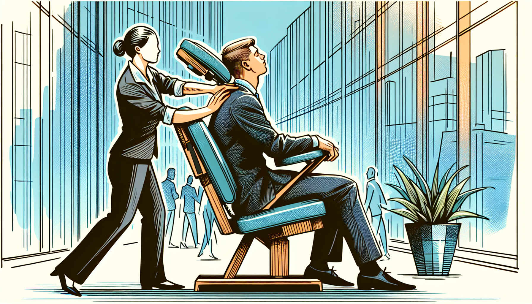 Illustration of pain relief through chair massage