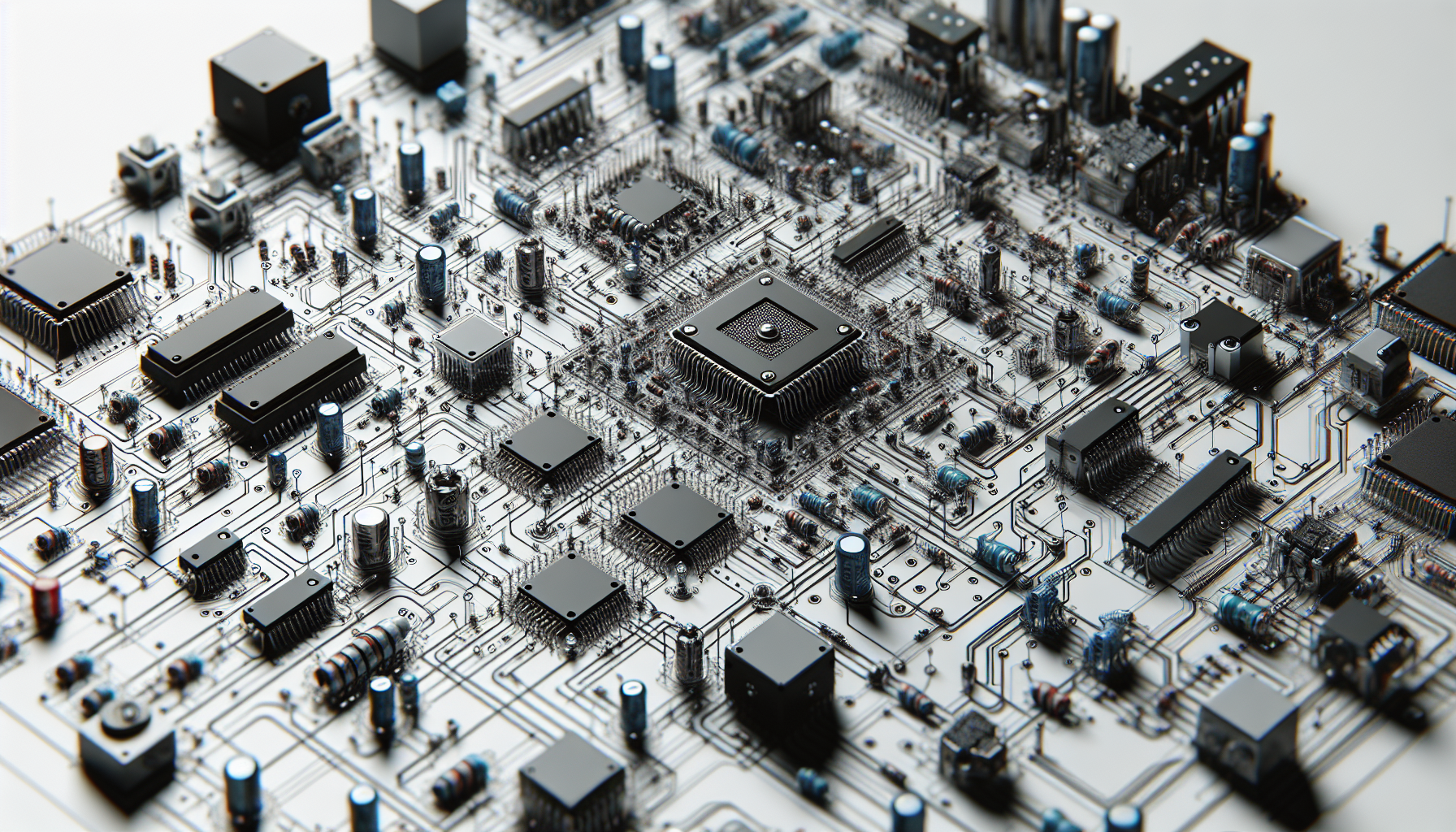 A circuit board with various electronic components