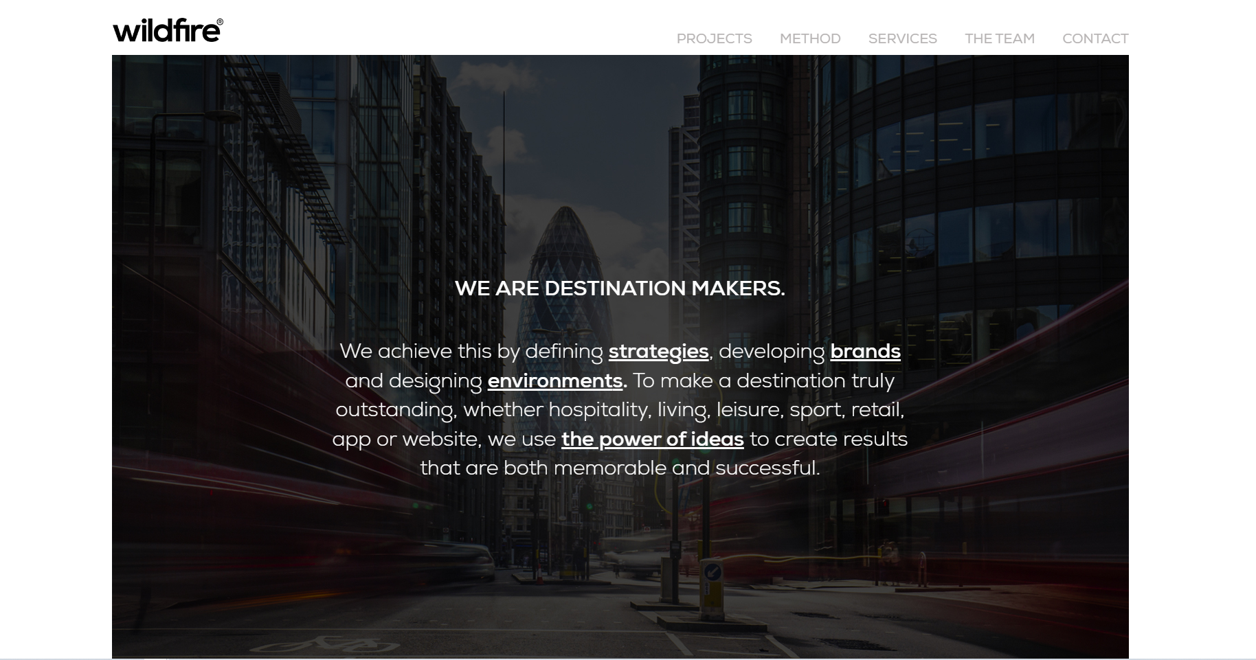 Wildfire London Ad Agency Homepage