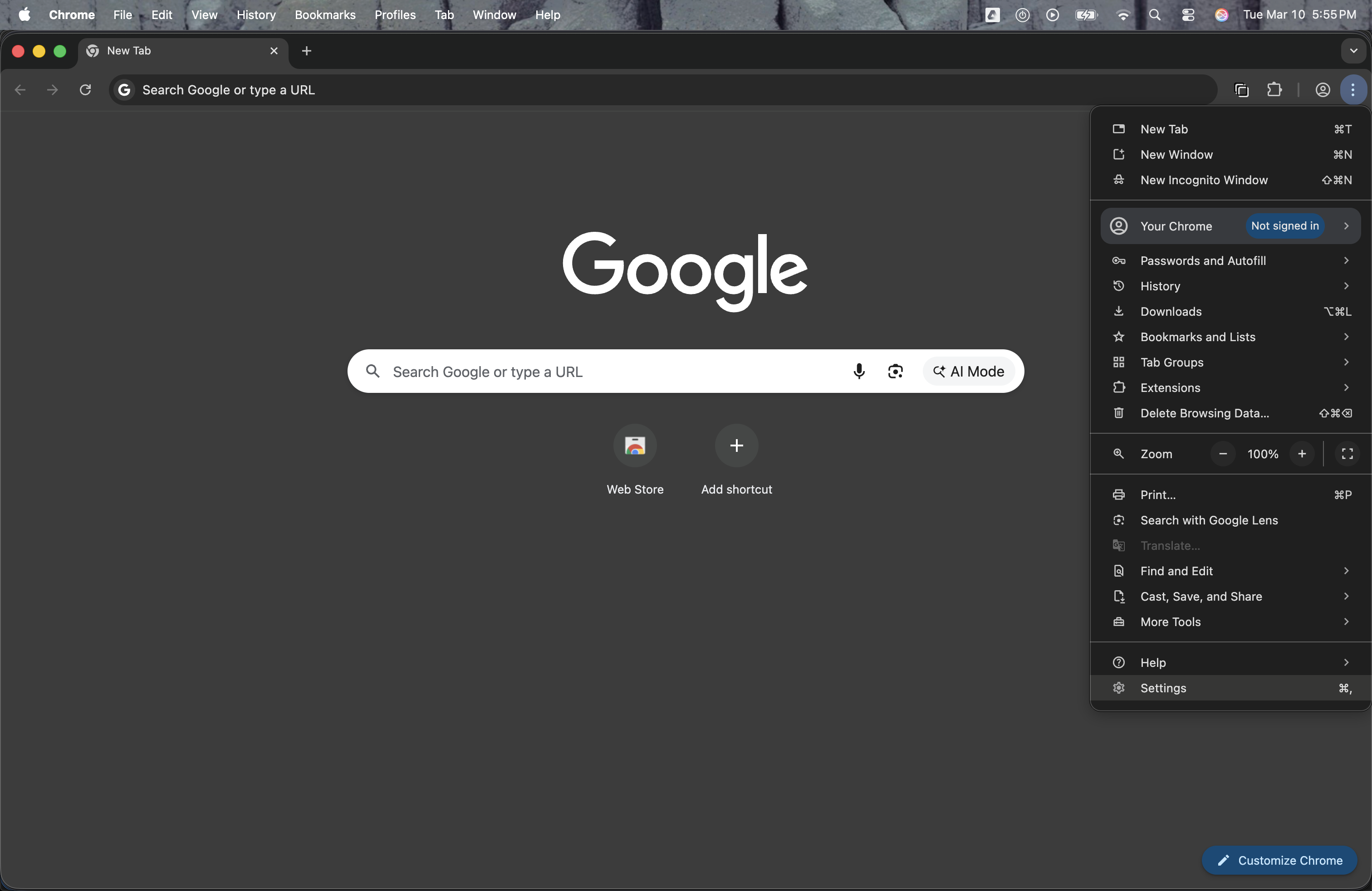 Select the Settings option from the menu