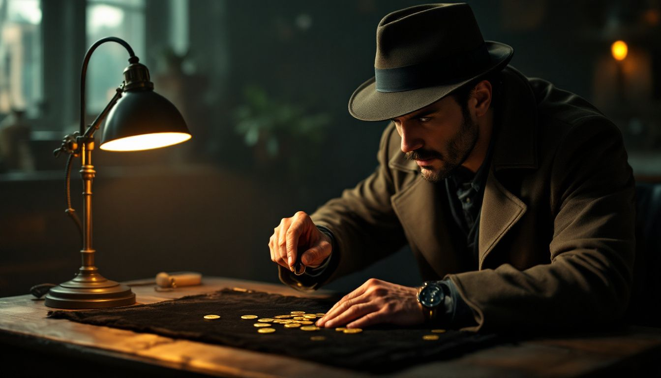 A person using a magnet to test the authenticity of a gold coin.