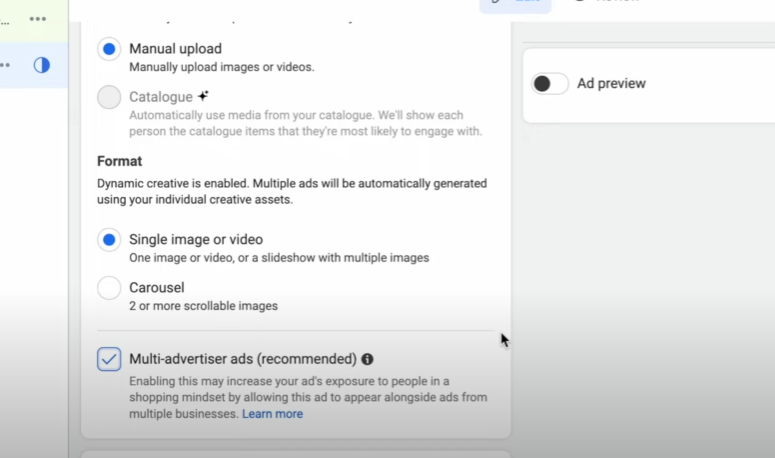 manual upload ad content