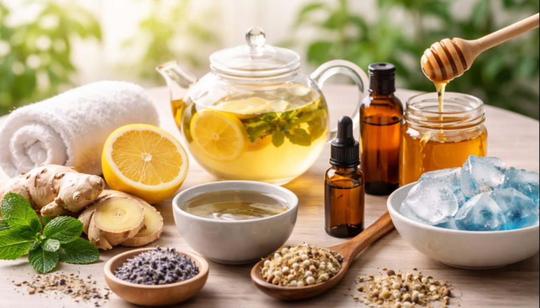 Spenningshodepine: Kan Komme Fra Kjeven 15 Naturlige midler mot hodepine inkludert ingefær, sitron, urtete, lavendel, honning, eteriske oljer og isbiter.