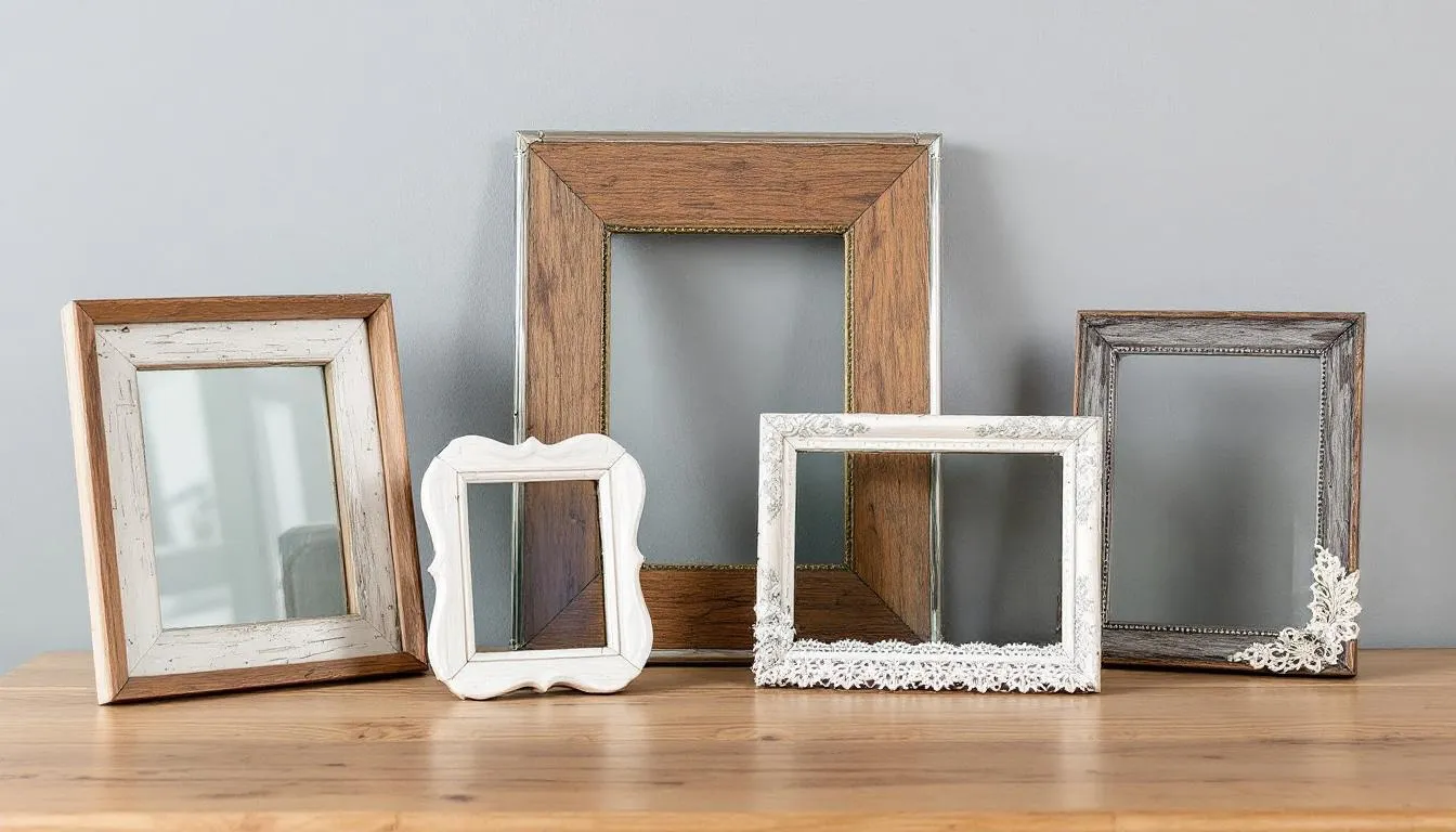 Creative DIY picture frames are displayed, made from various materials like wood, fabric, and recycled items, showcasing a personal touch perfect for homemade gifts. These unique frames offer fun and inspiring gift ideas for the holiday season, ideal for friends and family.