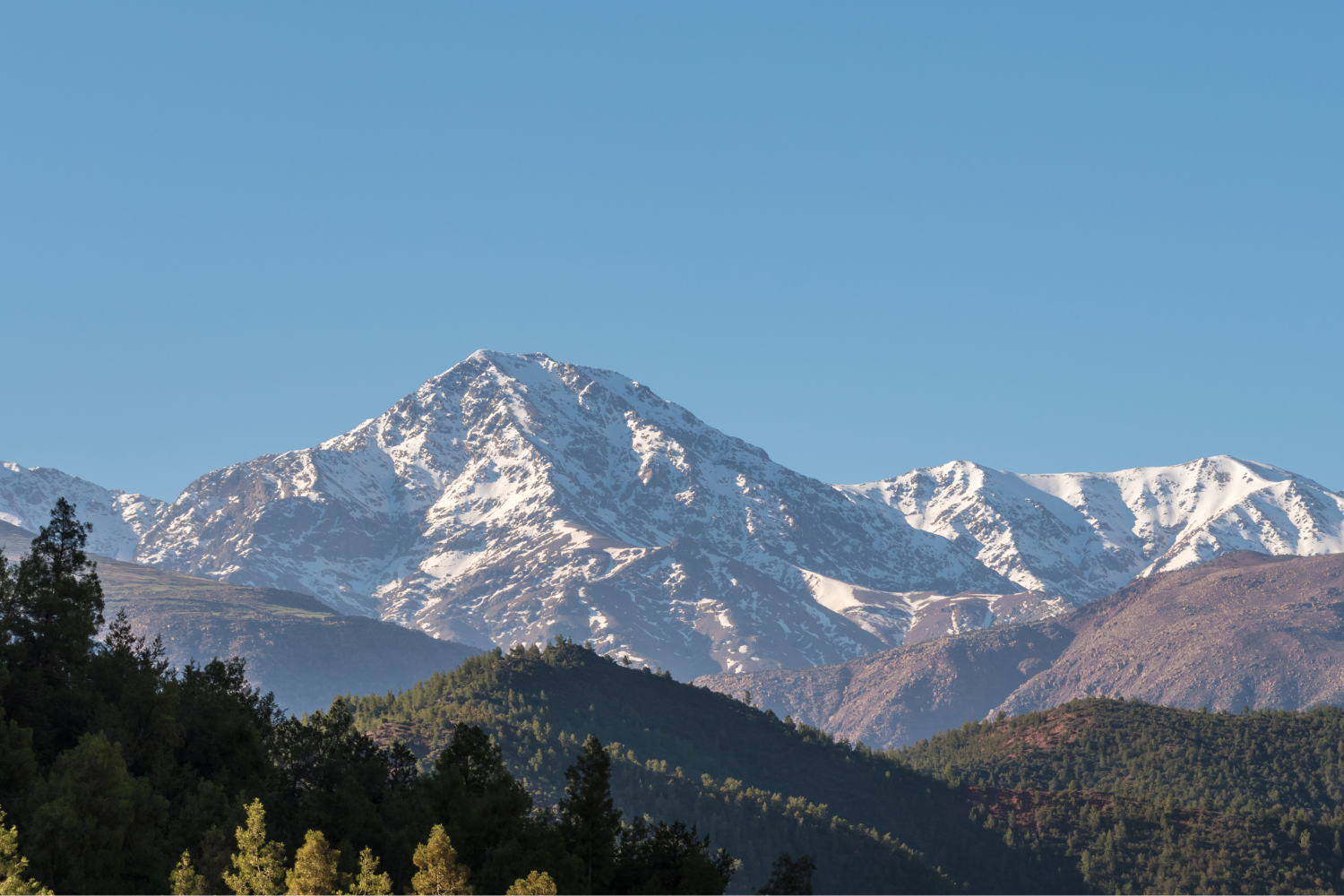 the snow caped high atlas mountains in morocco