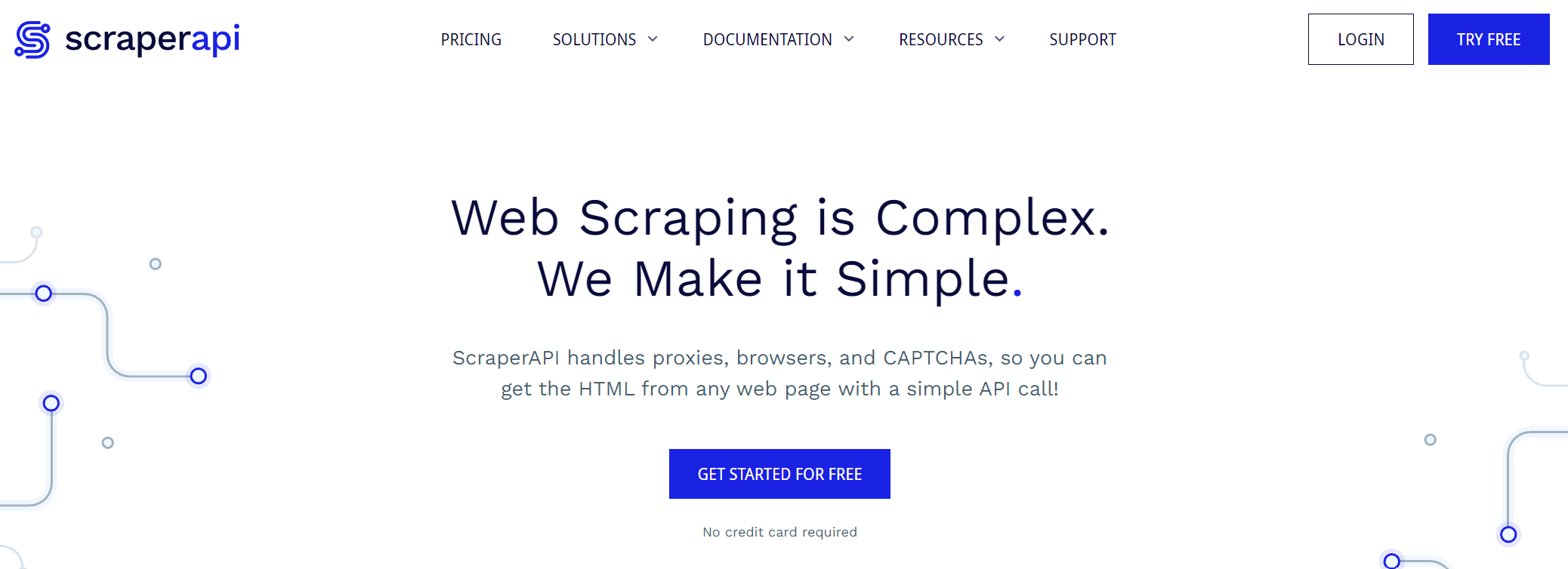 home page of the scraperapi