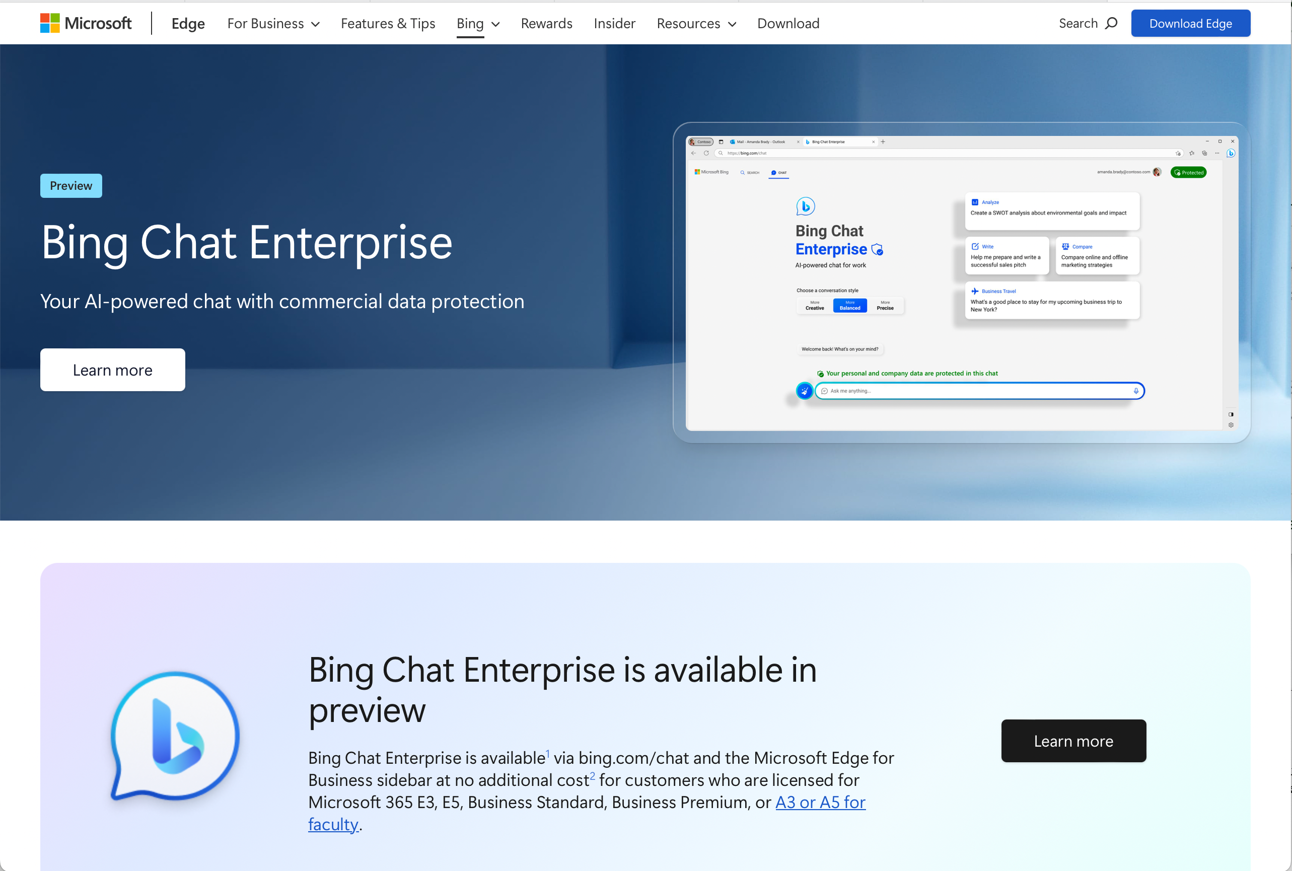 ChatGPT Enterprise Alternative - Bing Chat Enterprise