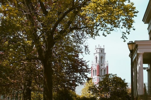 View from the porch of one of the many historic buildings in New Haven, Connecticut