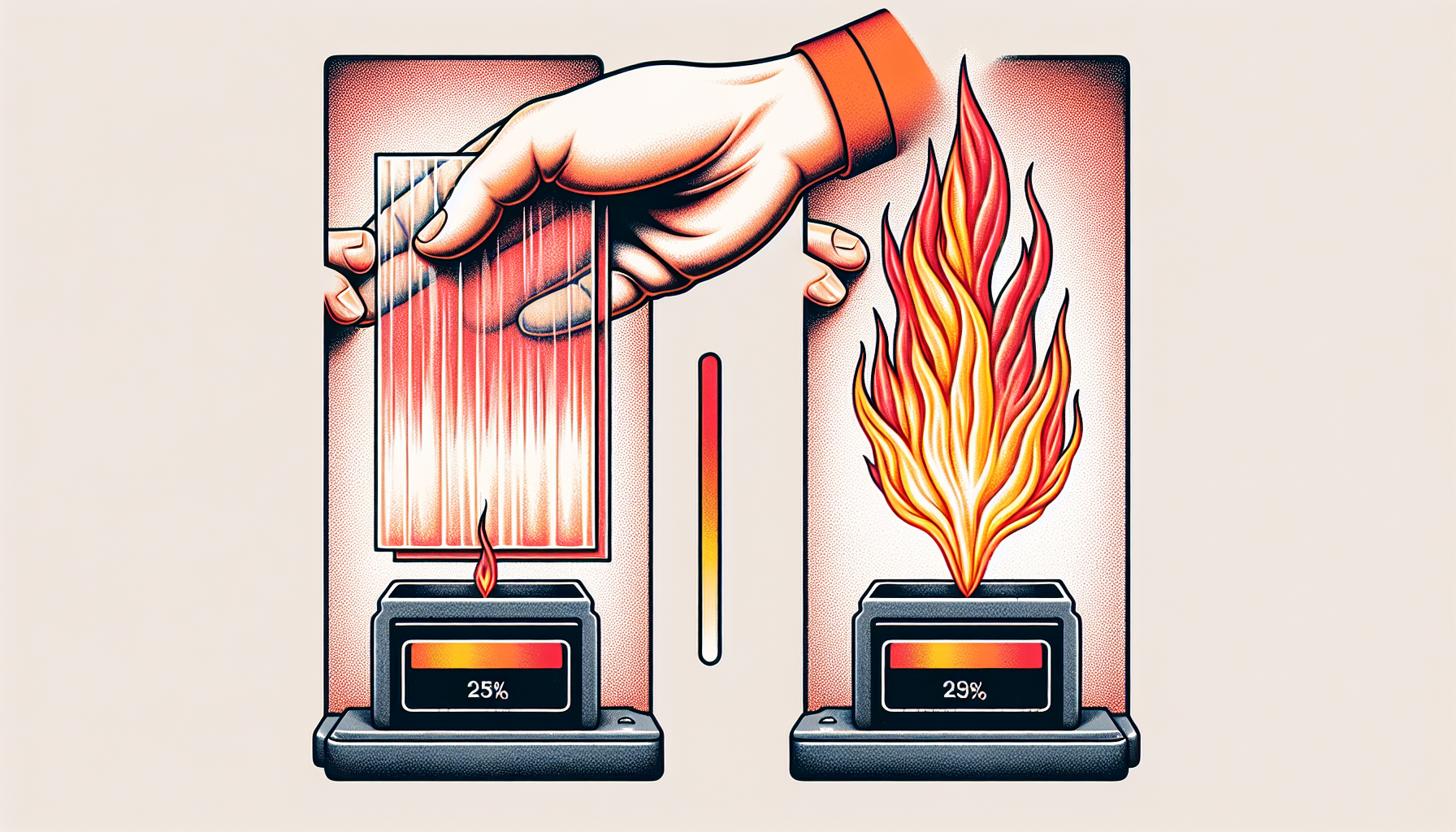 Illustration of horizontal and vertical burning test methods