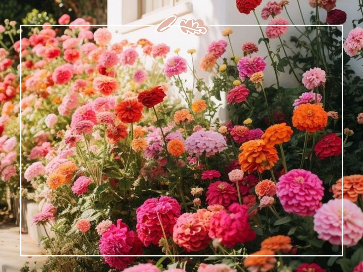 Lush zinnia patch in warm pink, red, orange and coral hues – Top 50 Flower Species blog by Fabulous Flowers & Gifts.