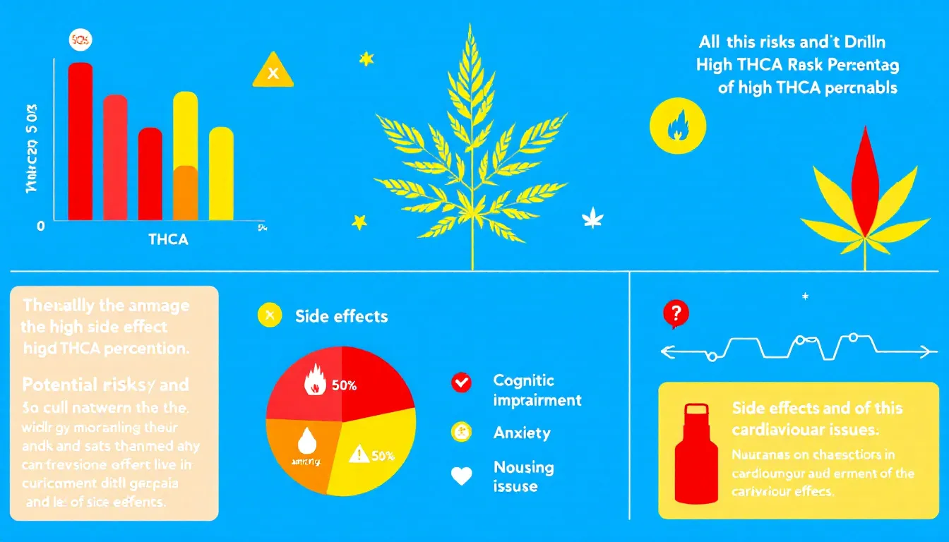An infographic on the risks and side effects of high THCA percentages.