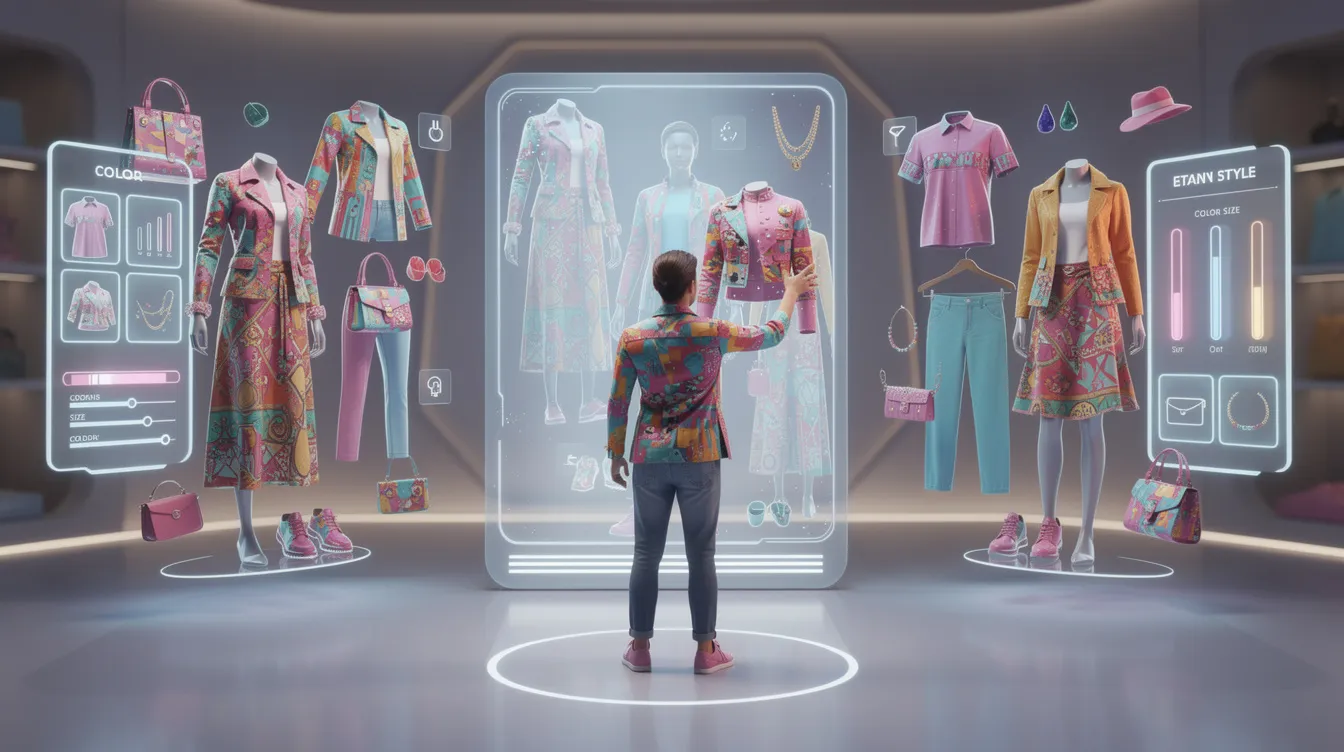 A player is in a vibrant virtual dressing room, surrounded by an array of colorful clothing items and accessories, including a pink halter top, a purple cat helmet, and a pearl purse. They are actively selecting outfits to create the best look, ready to redeem dress to impress codes and claim free rewards.
