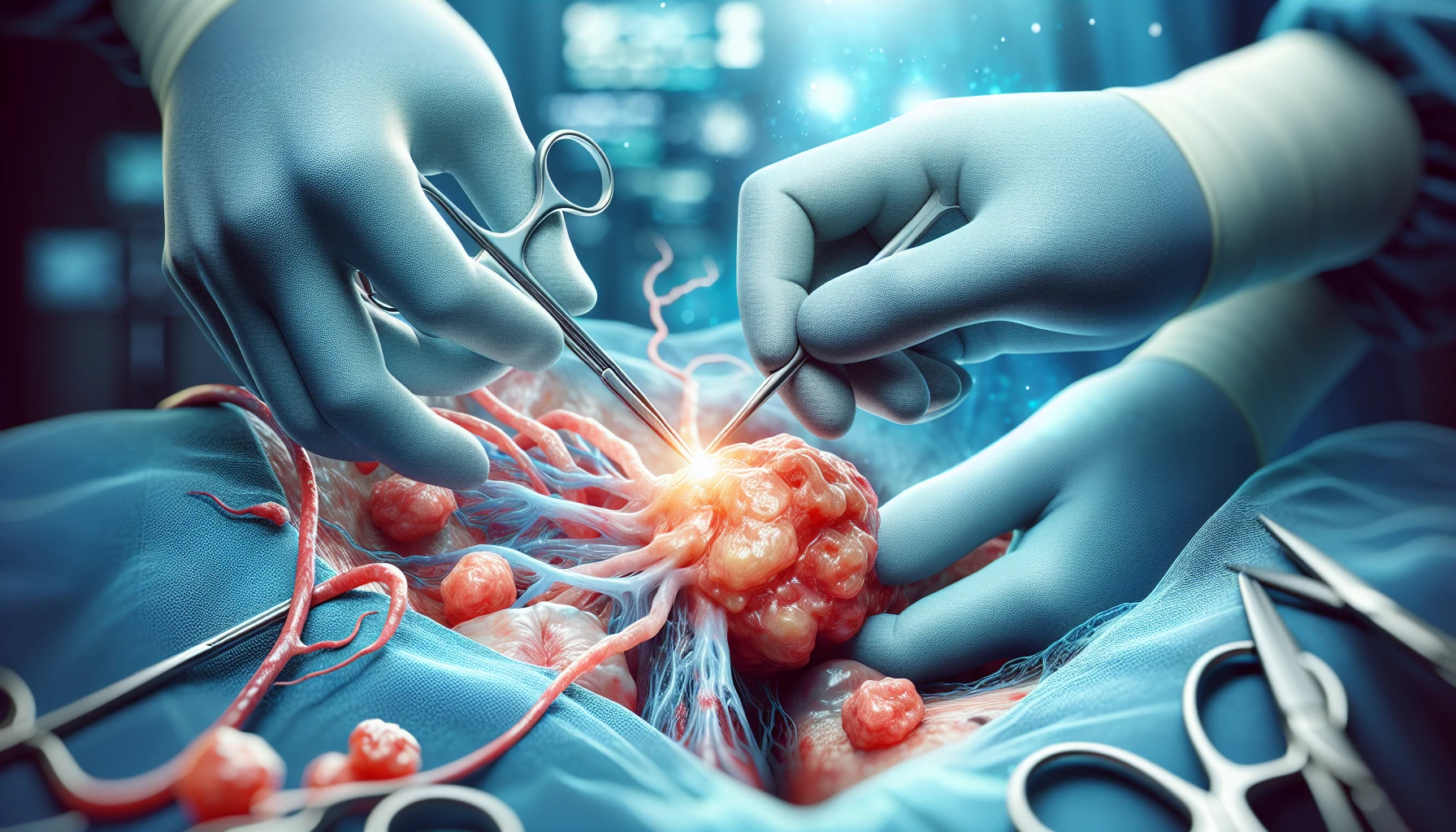 Illustration of surgical resection for adenocarcinoma
