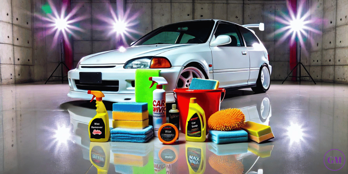 Supplies needed to removing wax from cars.