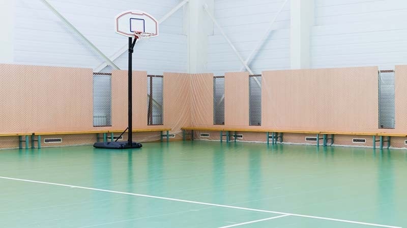 Green epoxy floor for basketball court