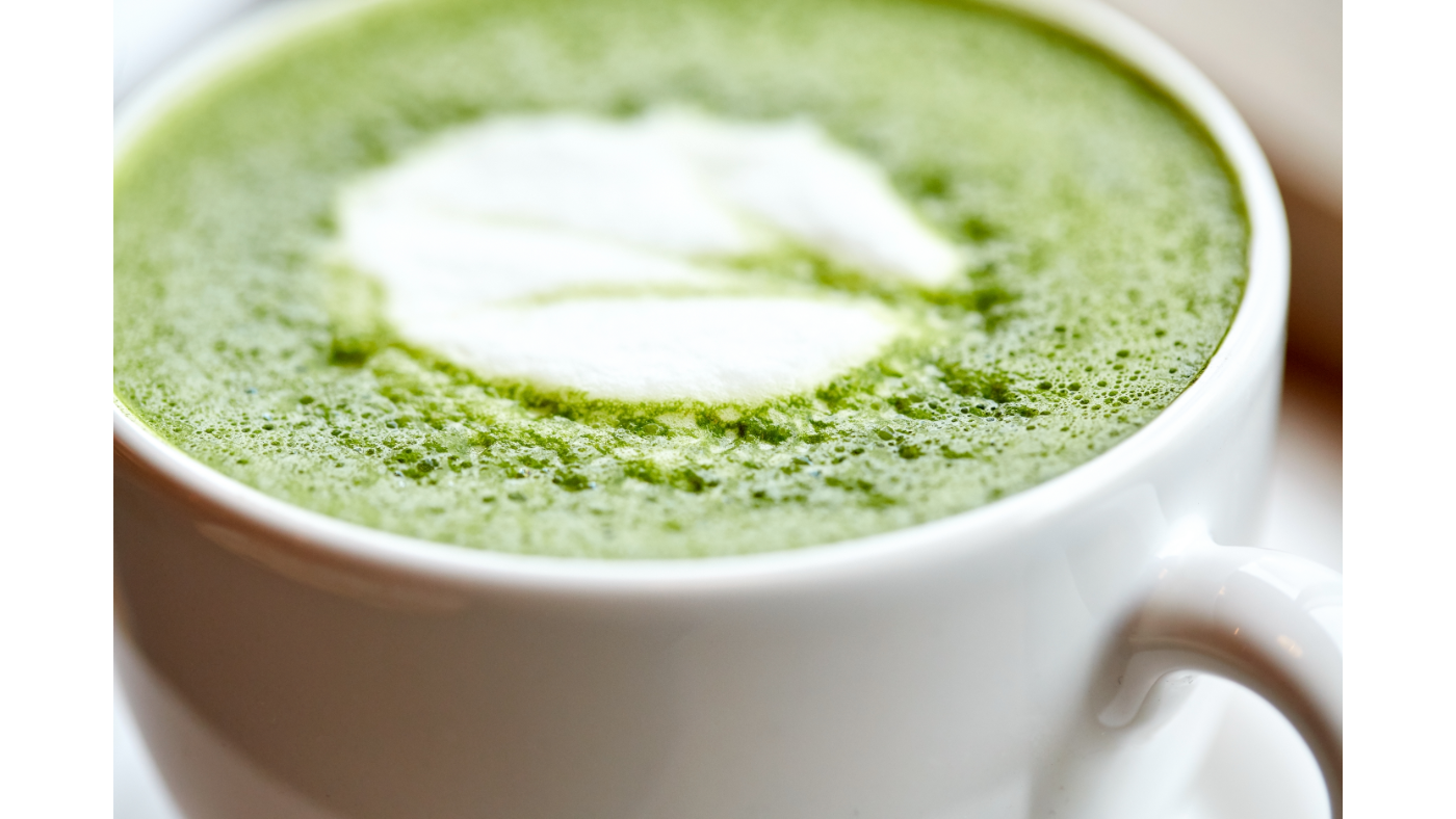 A cup of matcha green tea latte with perfect sweetness