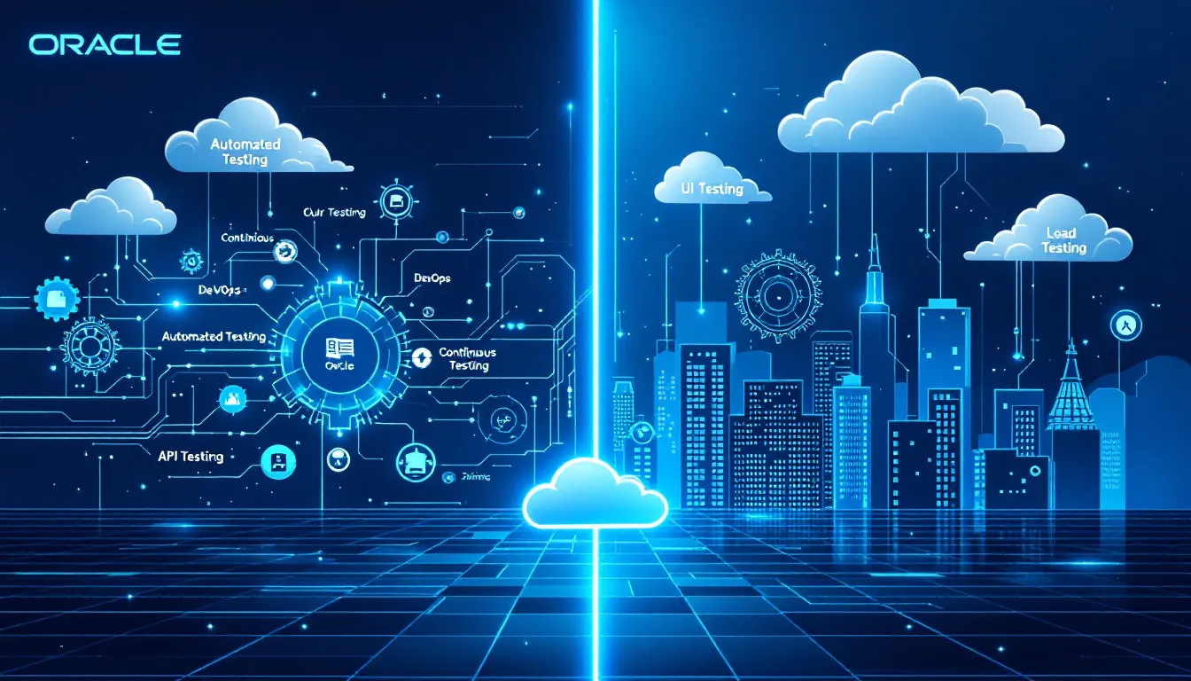 Key features of Oracle cloud testing tools highlighted in an infographic.