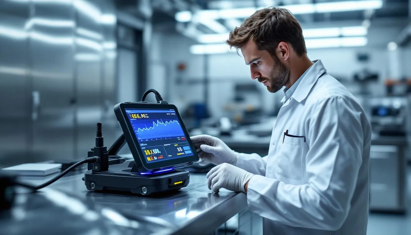 A technician performing data logging for optimal vehicle performance.