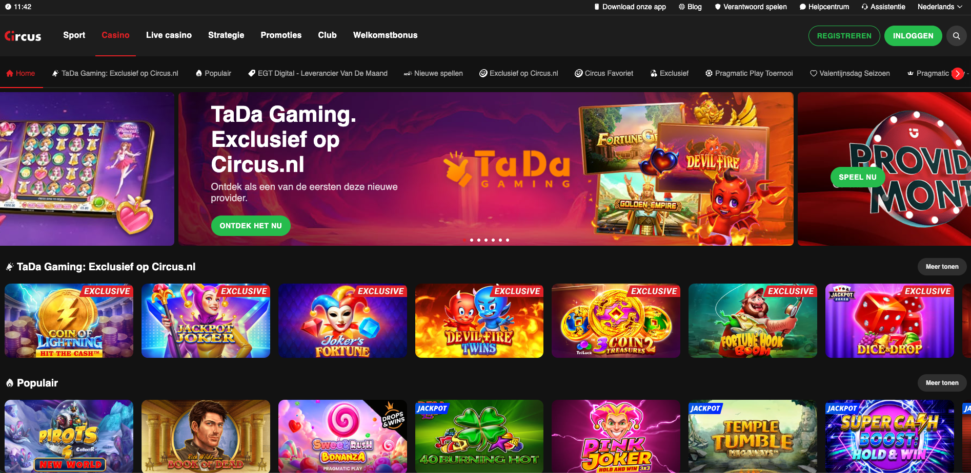 Circus Casino als legaal online casino Nederland met Nederlandse vergunning van de Nederlandse Kansspelautoriteit, groot spelaanbod met online slots, exclusieve gokkasten van TaDa Gaming, live casino spellen met Nederlandse dealers en veilige uitbetaling, onderdeel van legale goksites Nederland voor eerlijk spel en verantwoord spelen volgens de Wet kansspelen op de Nederlandse markt