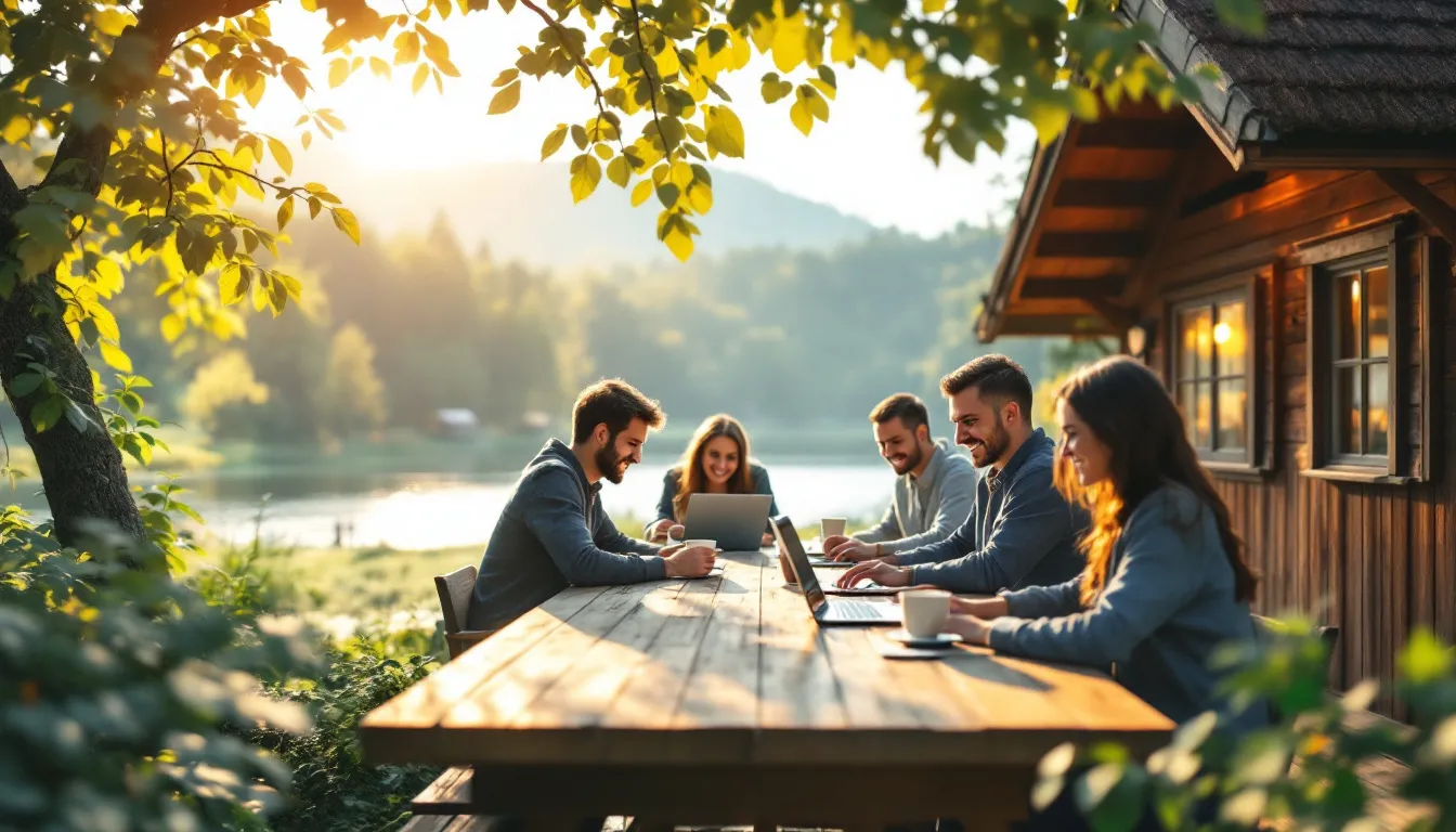 Specjaliści IT pracujący zdalnie, z komputerami i technologią.