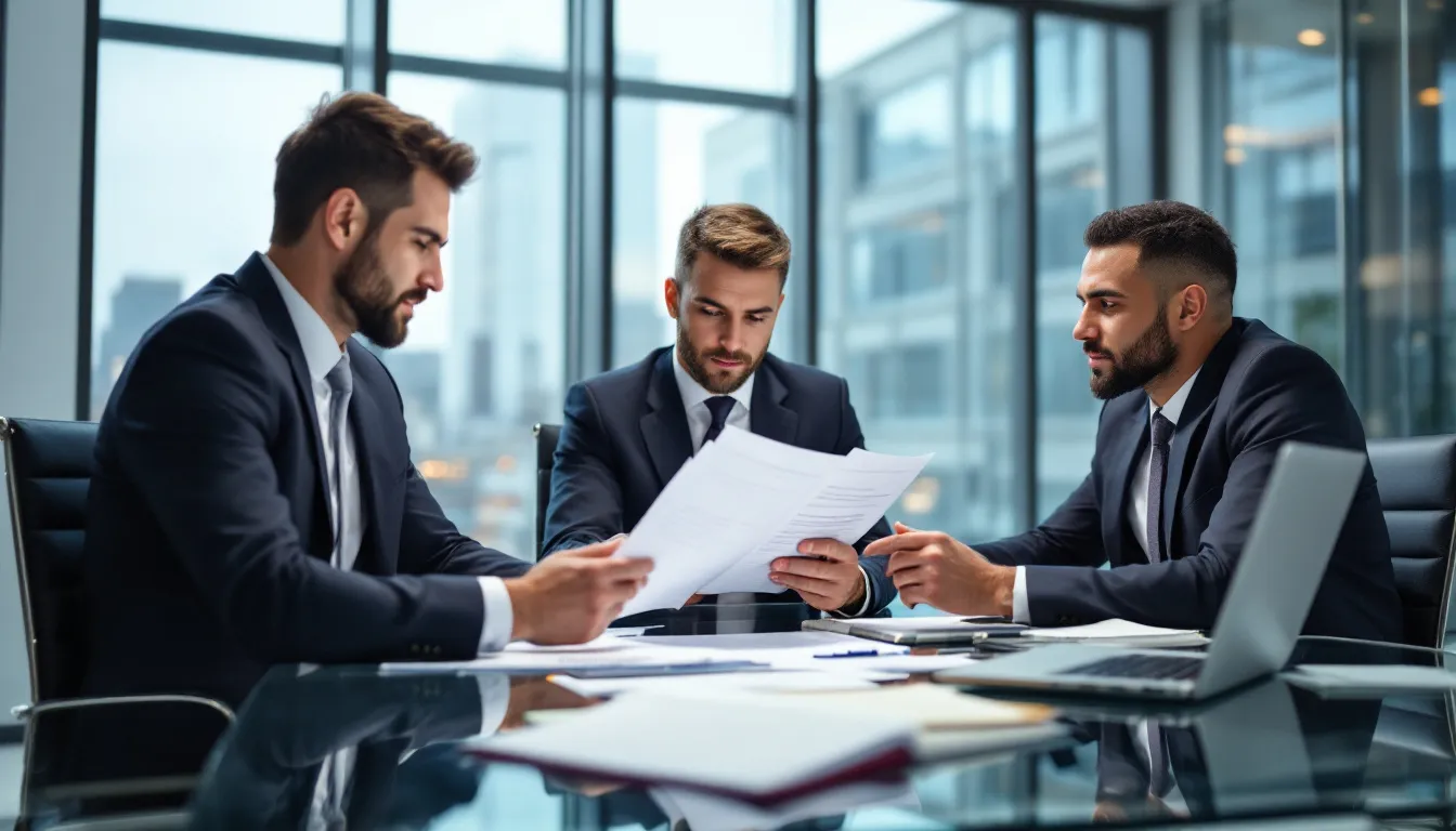 In a professional business meeting, tax advisors are gathered around a conference table, reviewing various documents related to tax residency and obligations under Italy's flat tax regime. The atmosphere is focused as they discuss implications for high net worth individuals and foreign income, ensuring compliance with the Italian tax authorities.