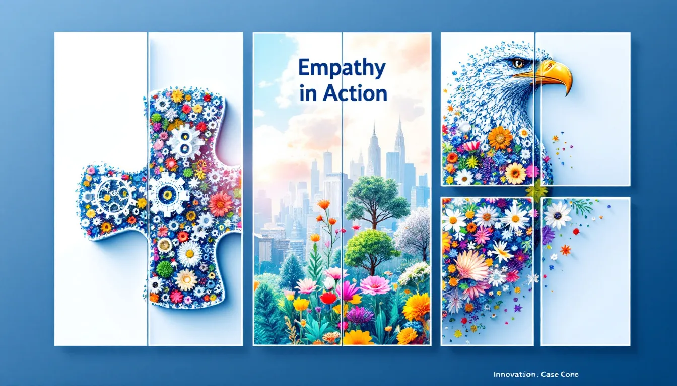 A collage of case studies showcasing successful leadership coaching initiatives.