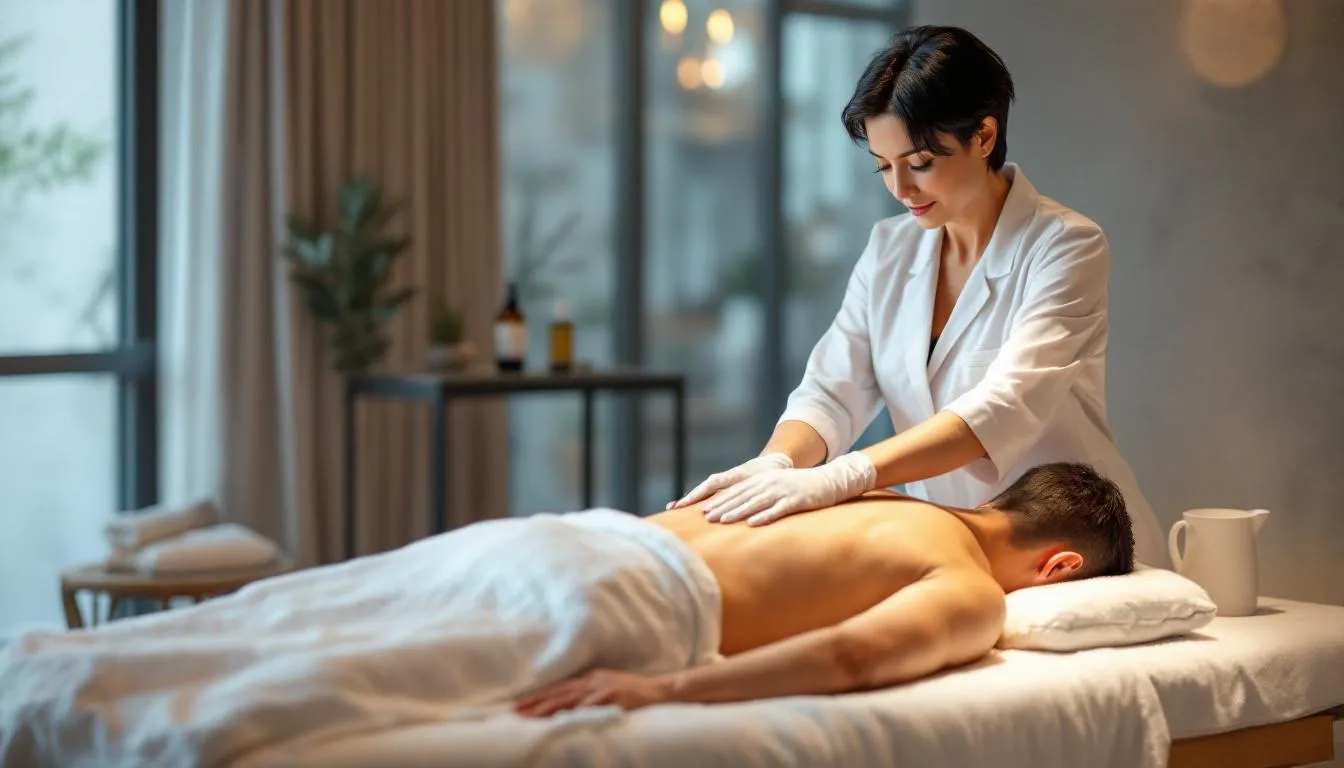 Massage therapist providing a relaxing massage with mountain views in Steamboat Springs