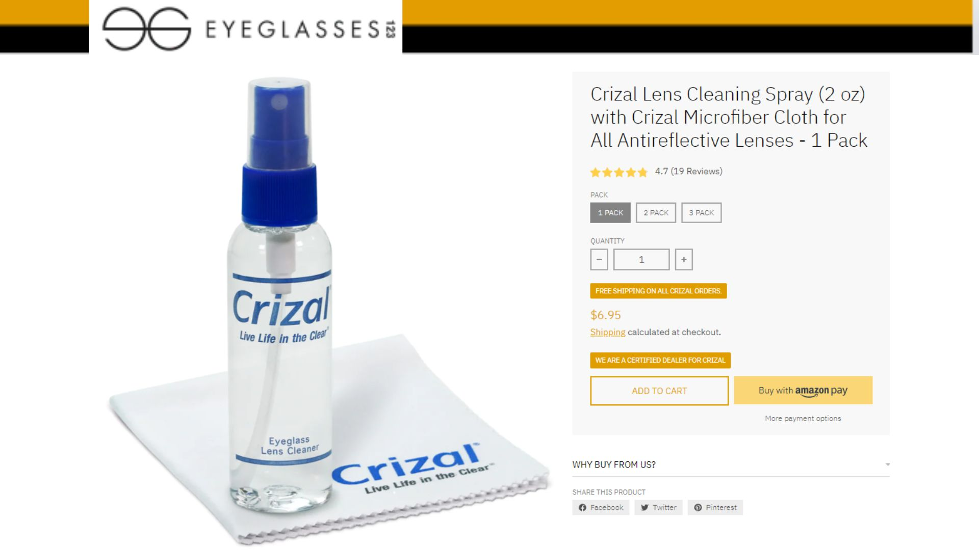 lens cleaner 2 oz with crizal microfiber cloth