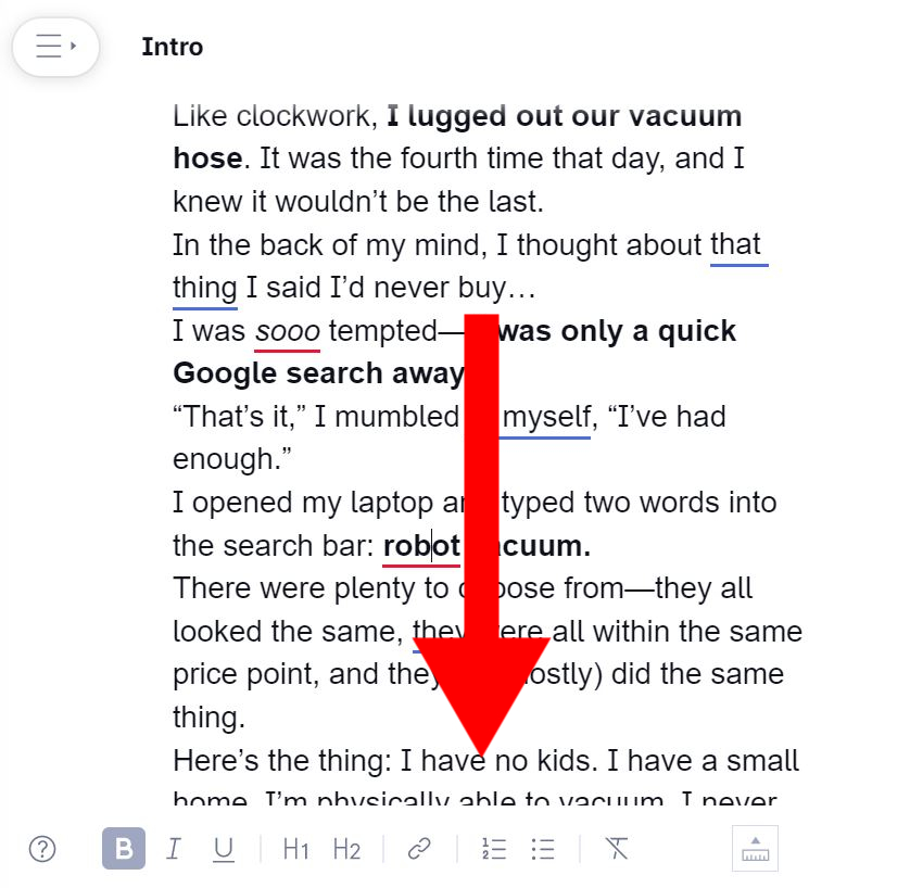 Screenshot of Grammarly's editor.