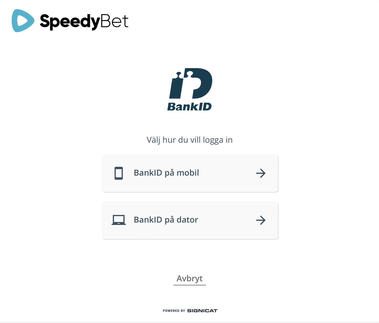 Logga in med ditt mobila BankID hos SpeedyBet