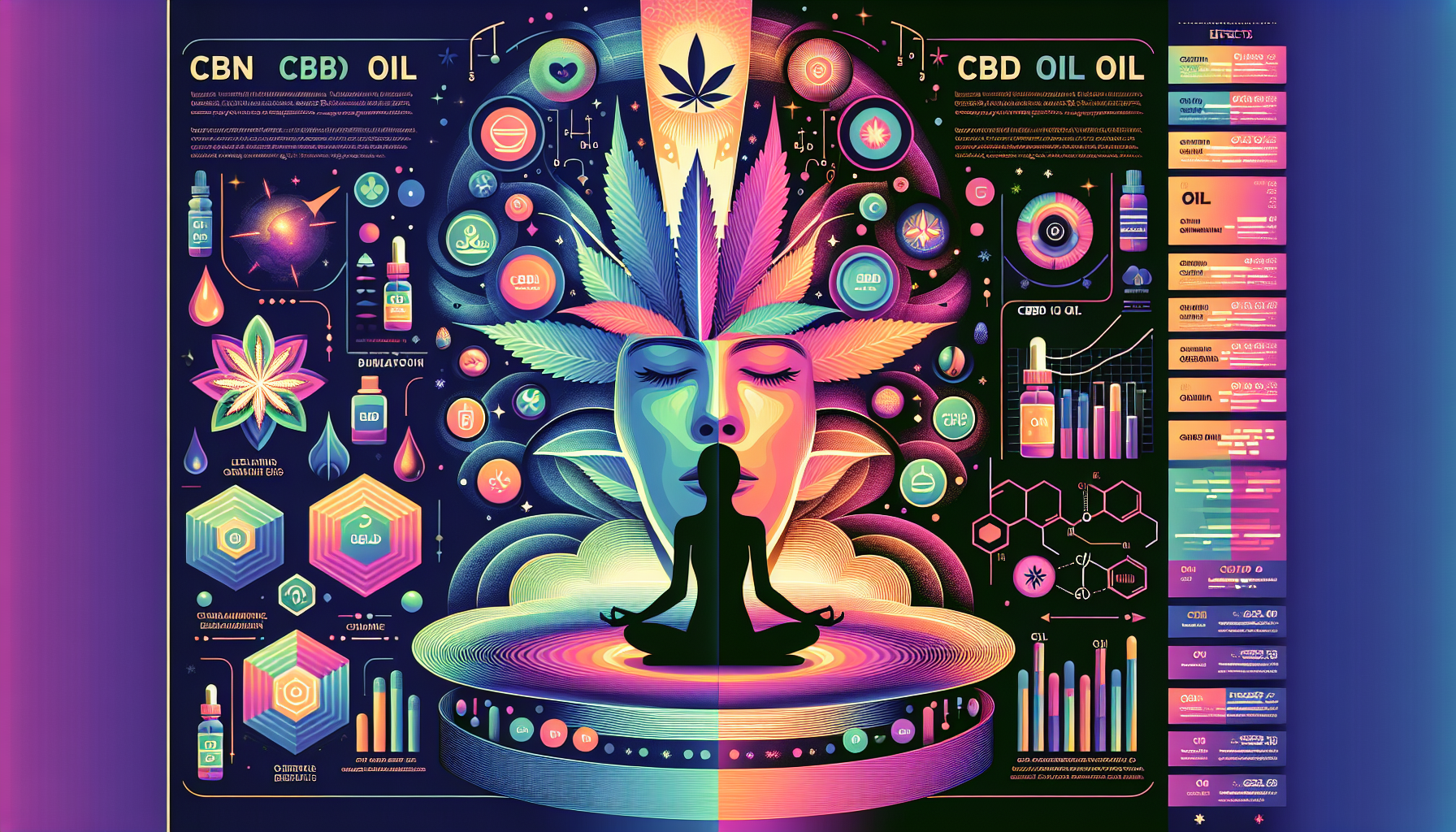 Ein Vergleich zwischen CBN Öl und CBD Öl in einer grafischen Darstellung.