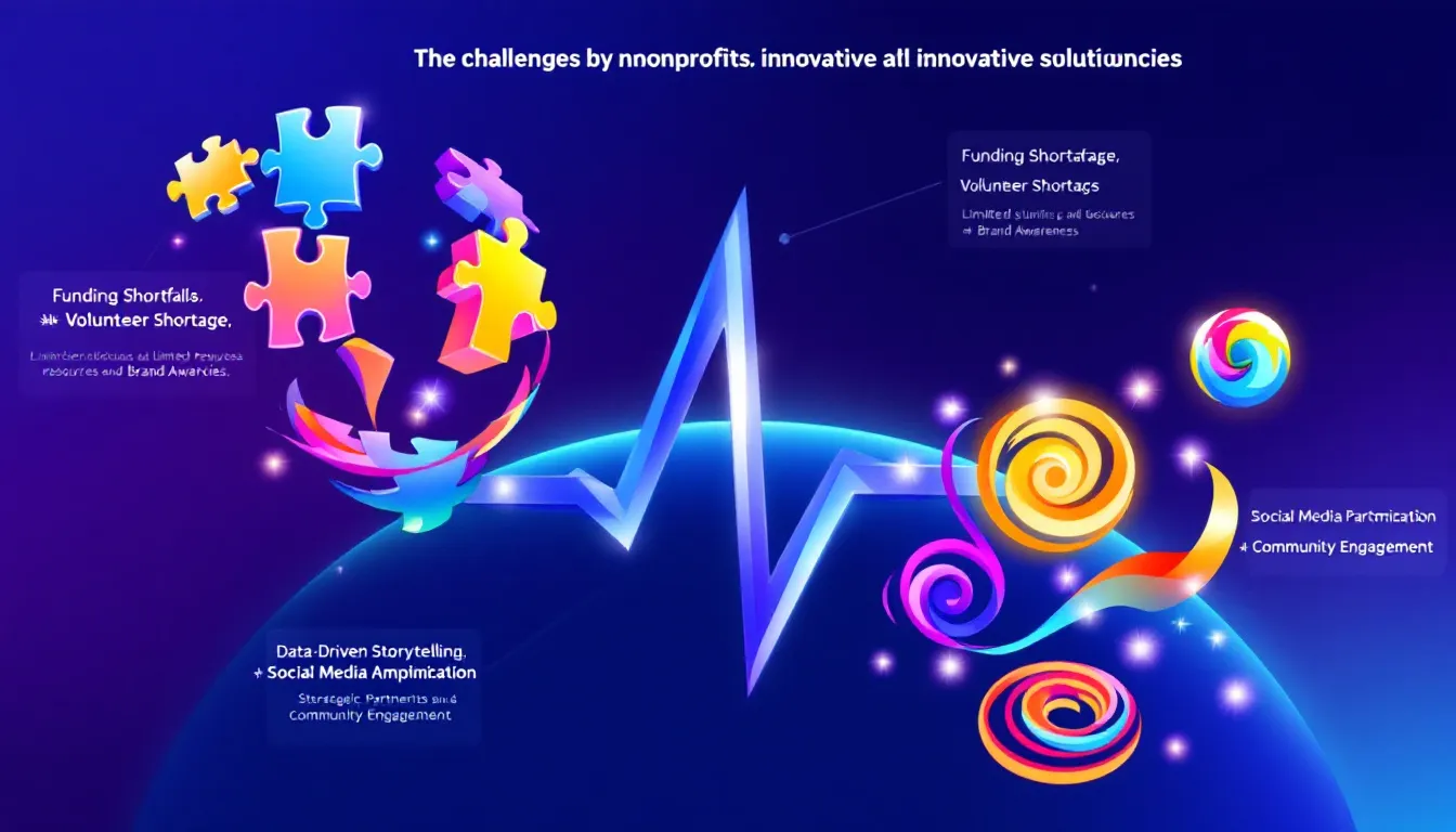 A visual representation of challenges faced by nonprofits and solutions offered by agencies.