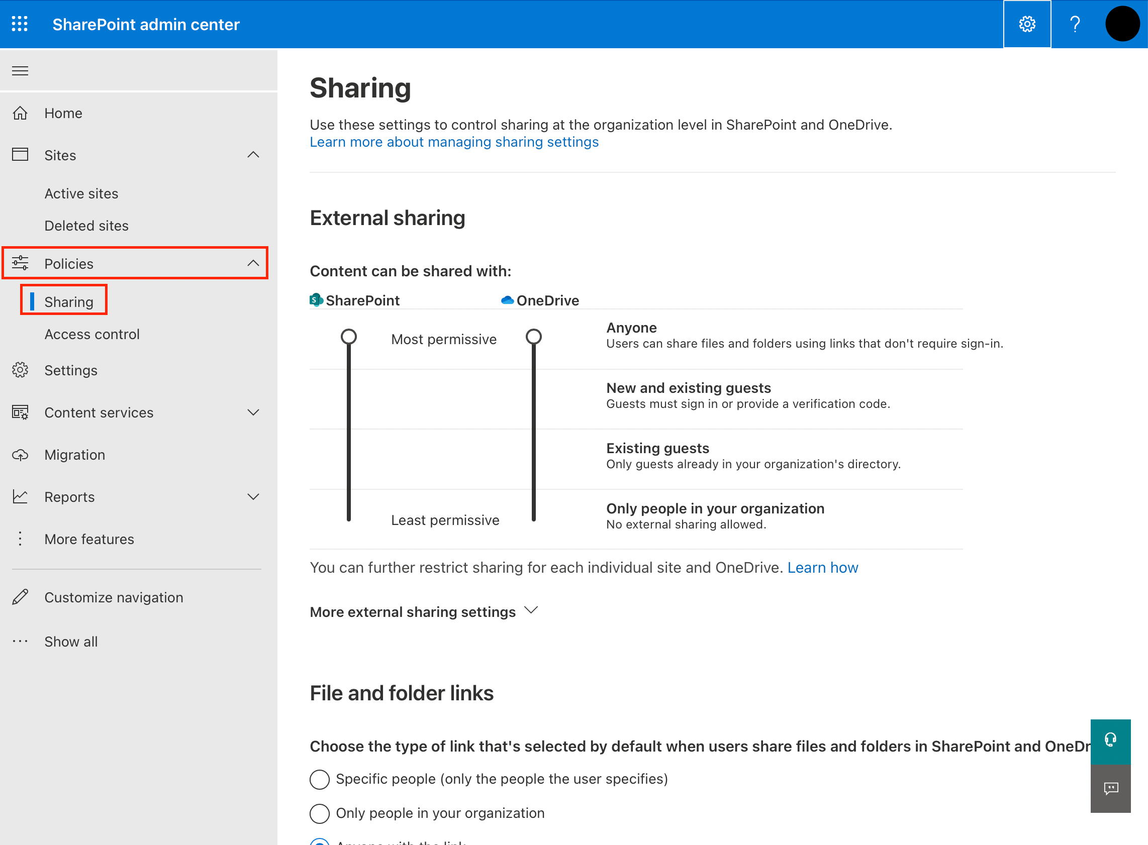 How to manage settings for yoru sharepoint site or site collection