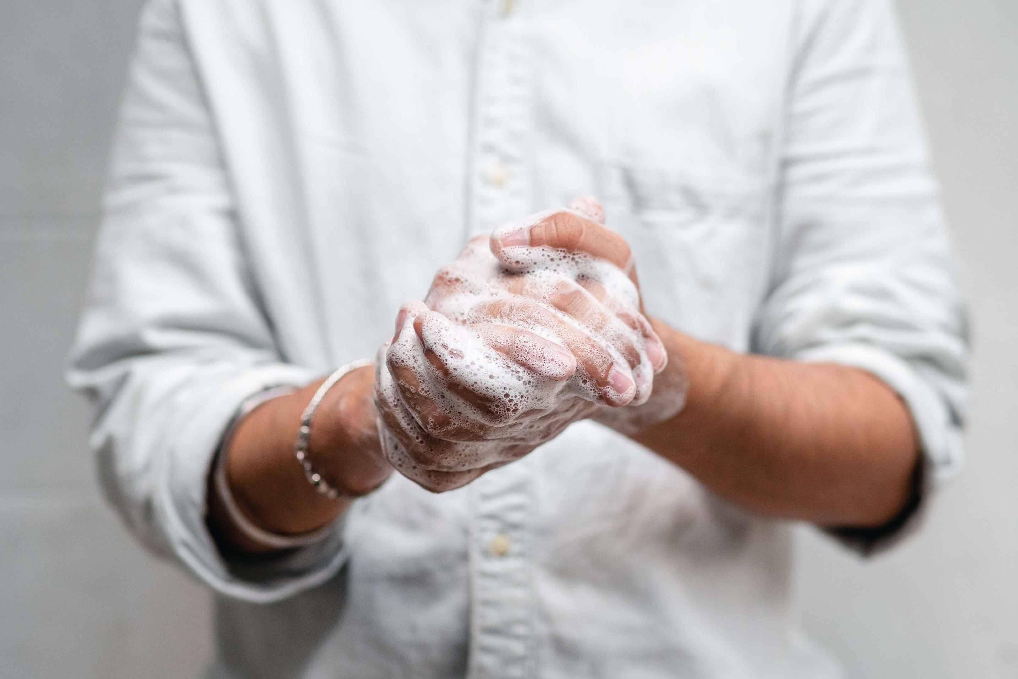 cleaning hands