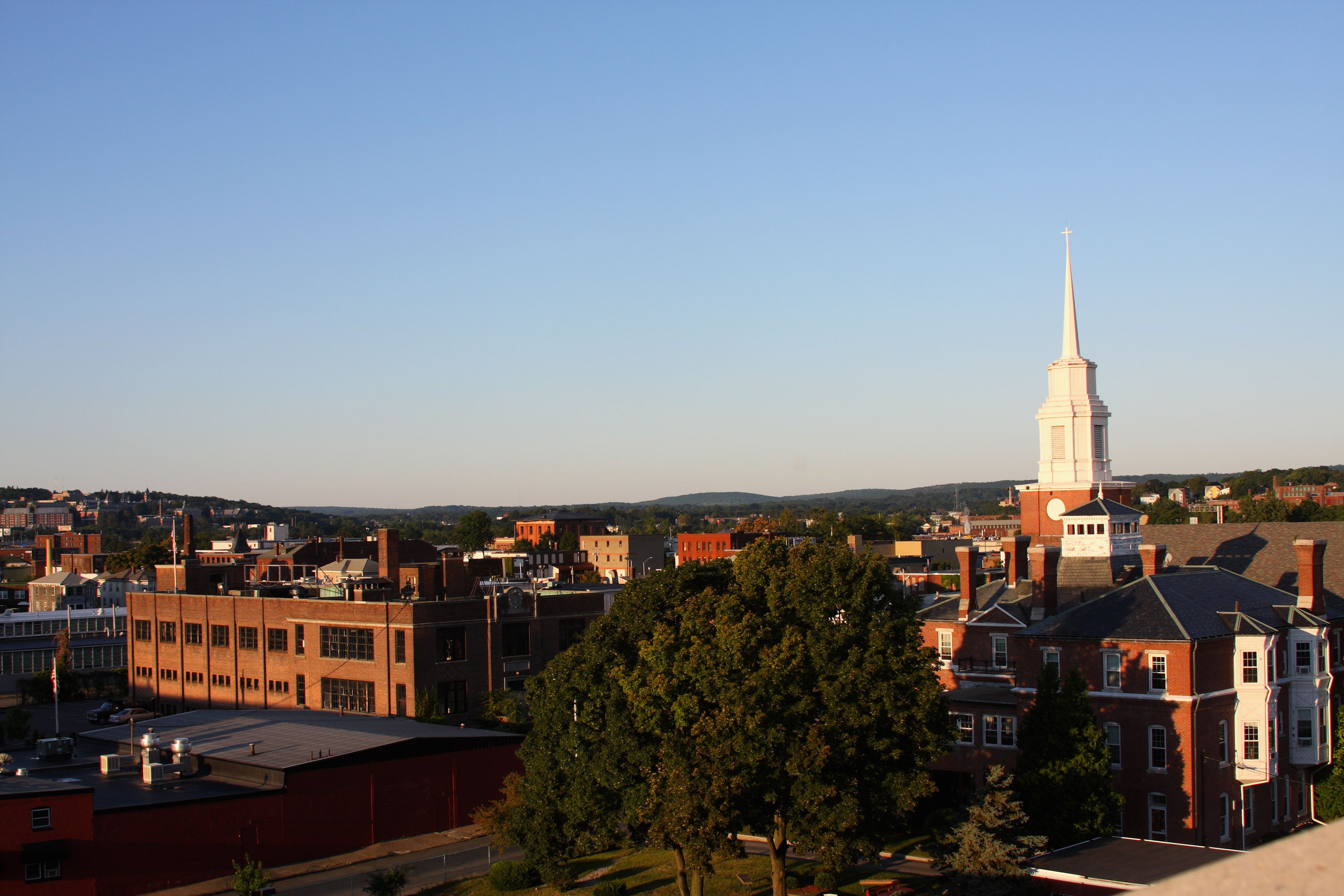 View of Worcester, MA, at sunset