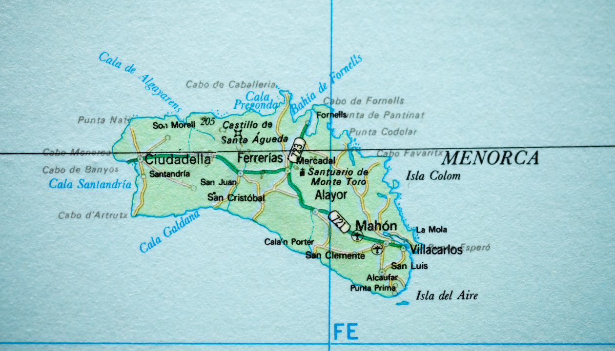 Map of Menorca.