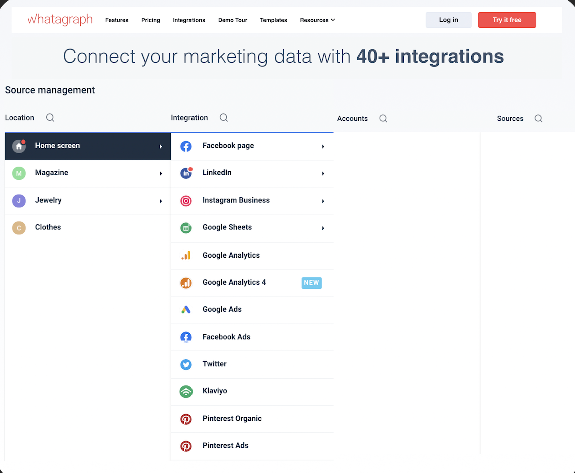 Data analytics dashboard from different sources