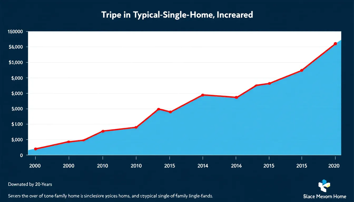 The image depicts a line graph showing fluctuations in home prices over time, indicating trends that may affect divorcing couples considering property division and the purchase of a new house. Key aspects such as interest rates and market conditions are represented, highlighting factors that could impact marital assets during the divorce process.