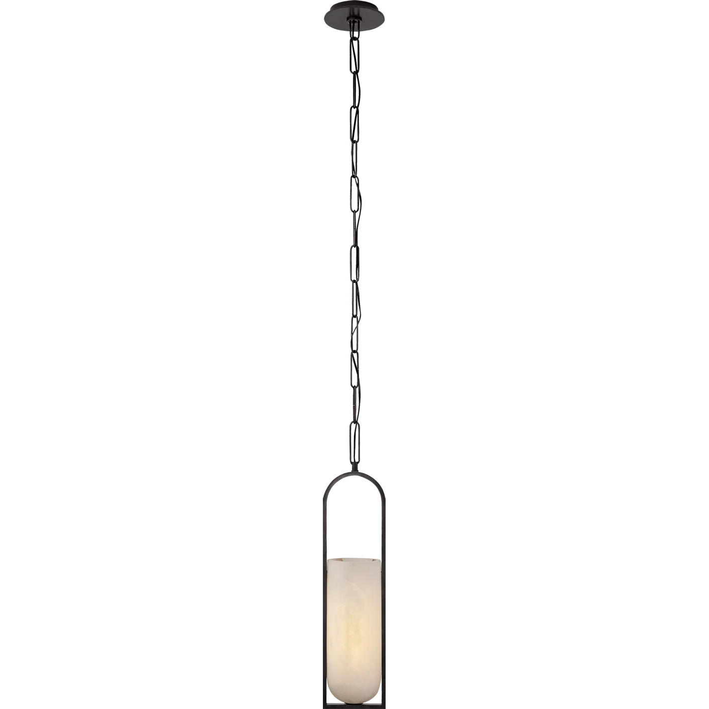 Melange Small Elongated Pendant with a sleek bronze frame and melange finish