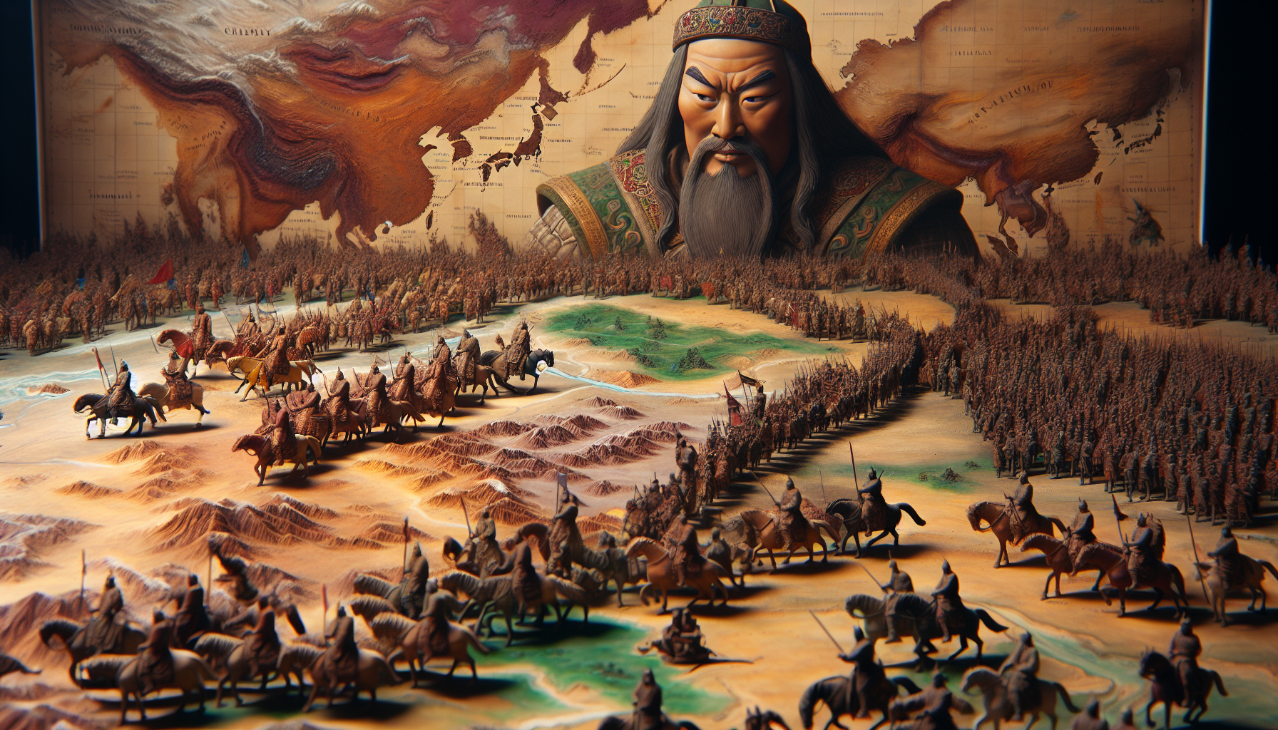Artistic depiction of the rapid expansion of the Mongol Empire across Eurasia